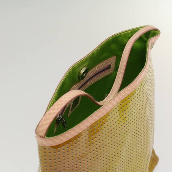 FENDI punching Hand Bag Patent leather Yellow Auth yk8587 - Picture 6 of 16